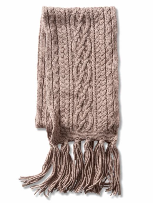knitted wool scarf. Cable-knit scarf