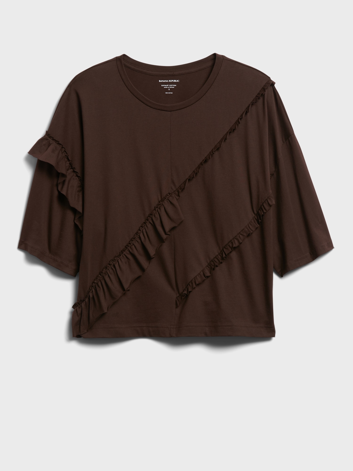 Ruffle Boxy Cropped T-Shirt