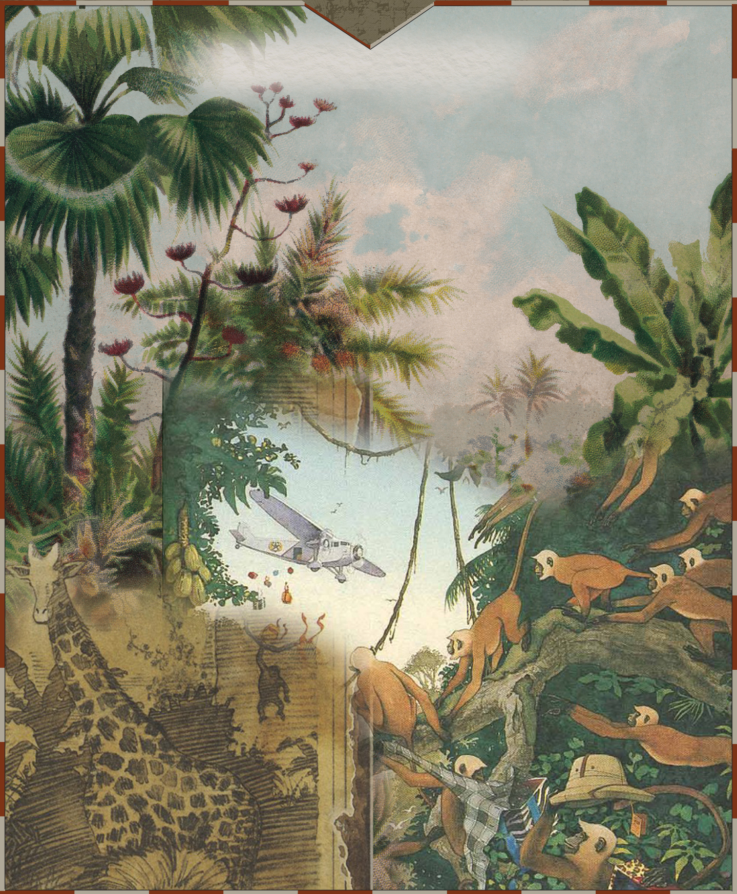 lush jungle with wildlife illustration background